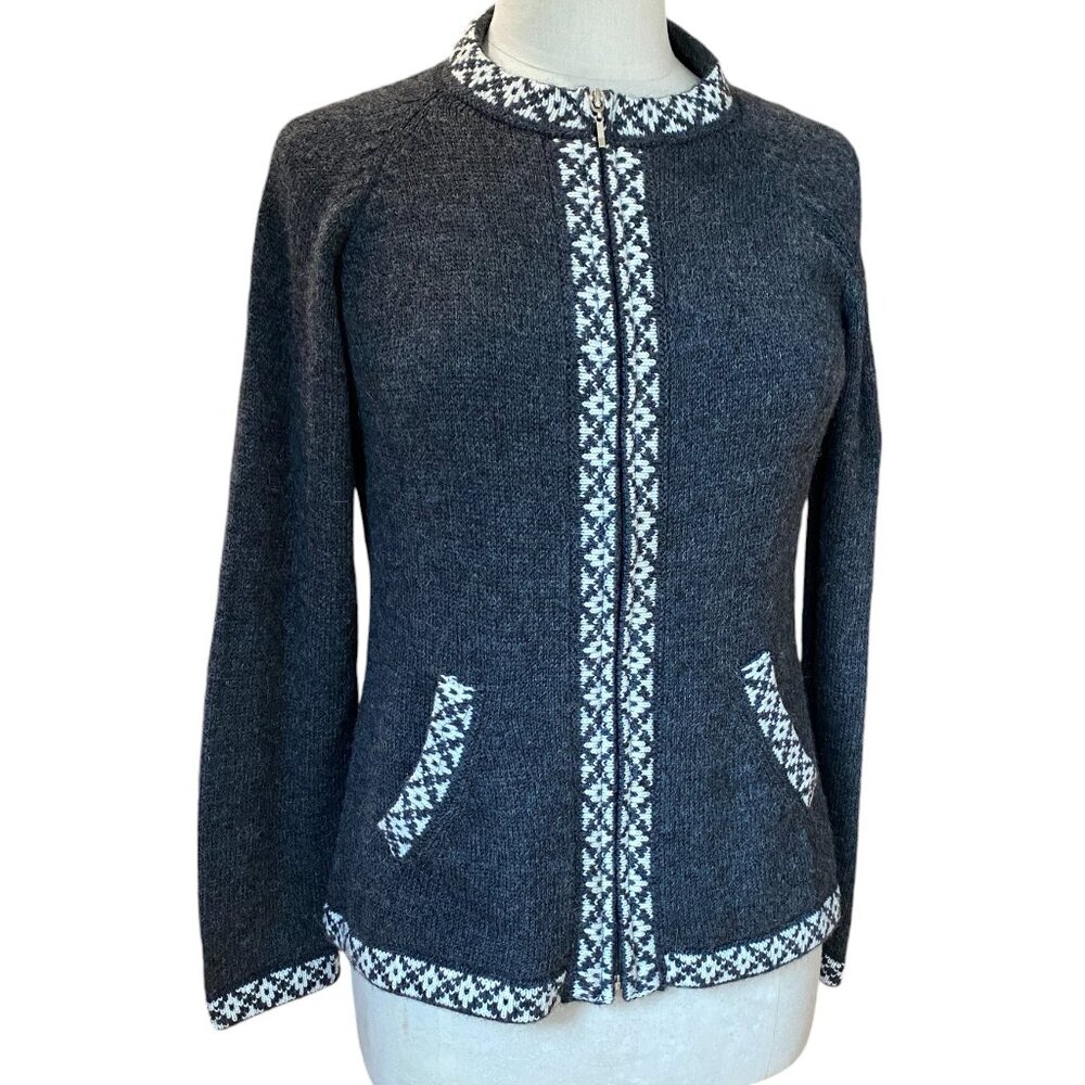 Alpaca Imports Fair Isle Sweater Zip Nordic British Countryside Grannycore Ski-M